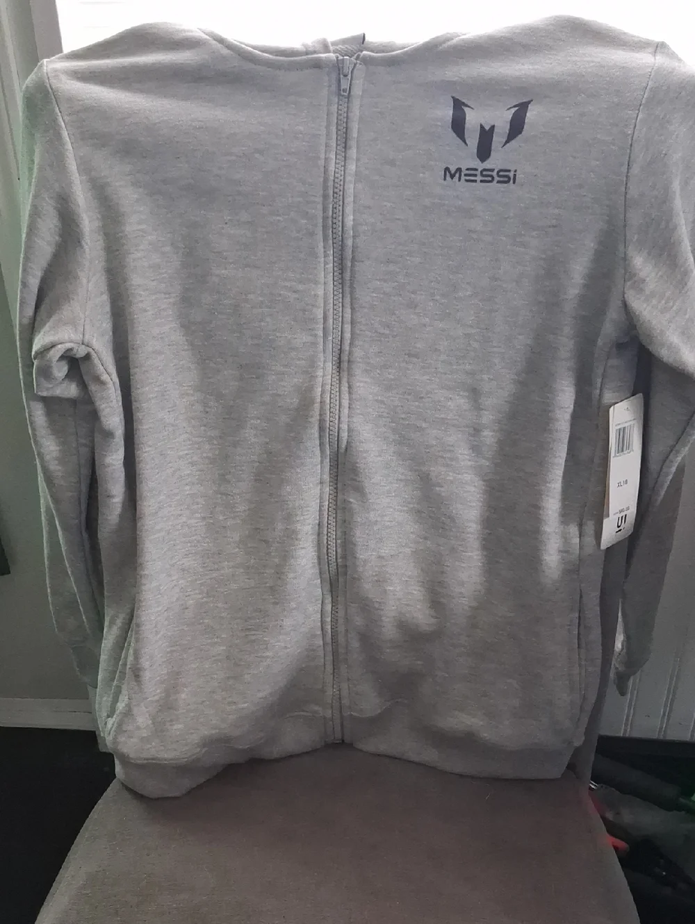Messi Kids' Grey Zip-Up Hoodie